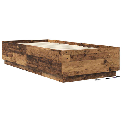 Postelový Rám S Led Staré Dřevo 80 X 200 Cm Kompozitní Dřevo