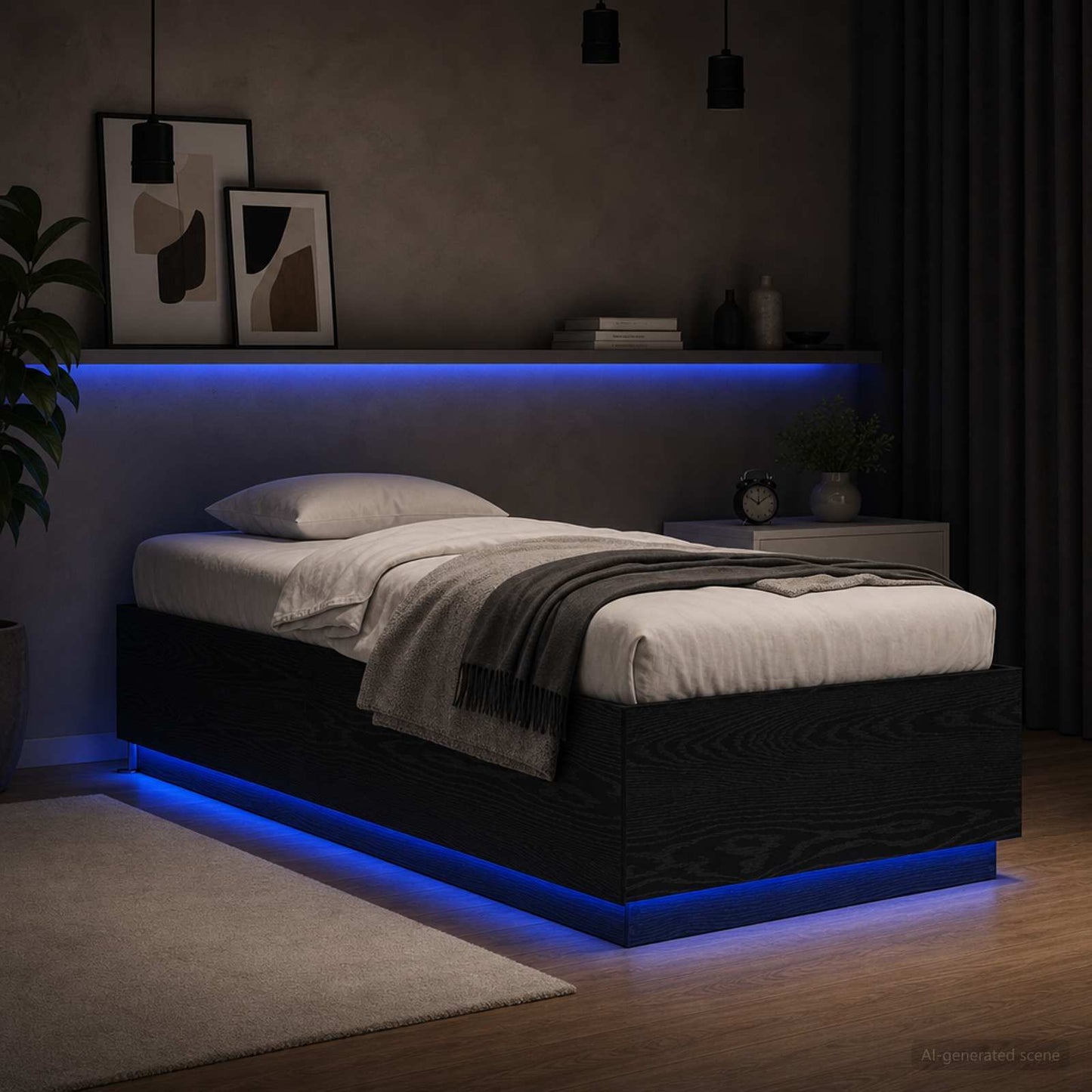 Postelový Rám S Led Černý Dub 80 X 200 Cm Kompozitní Dřevo