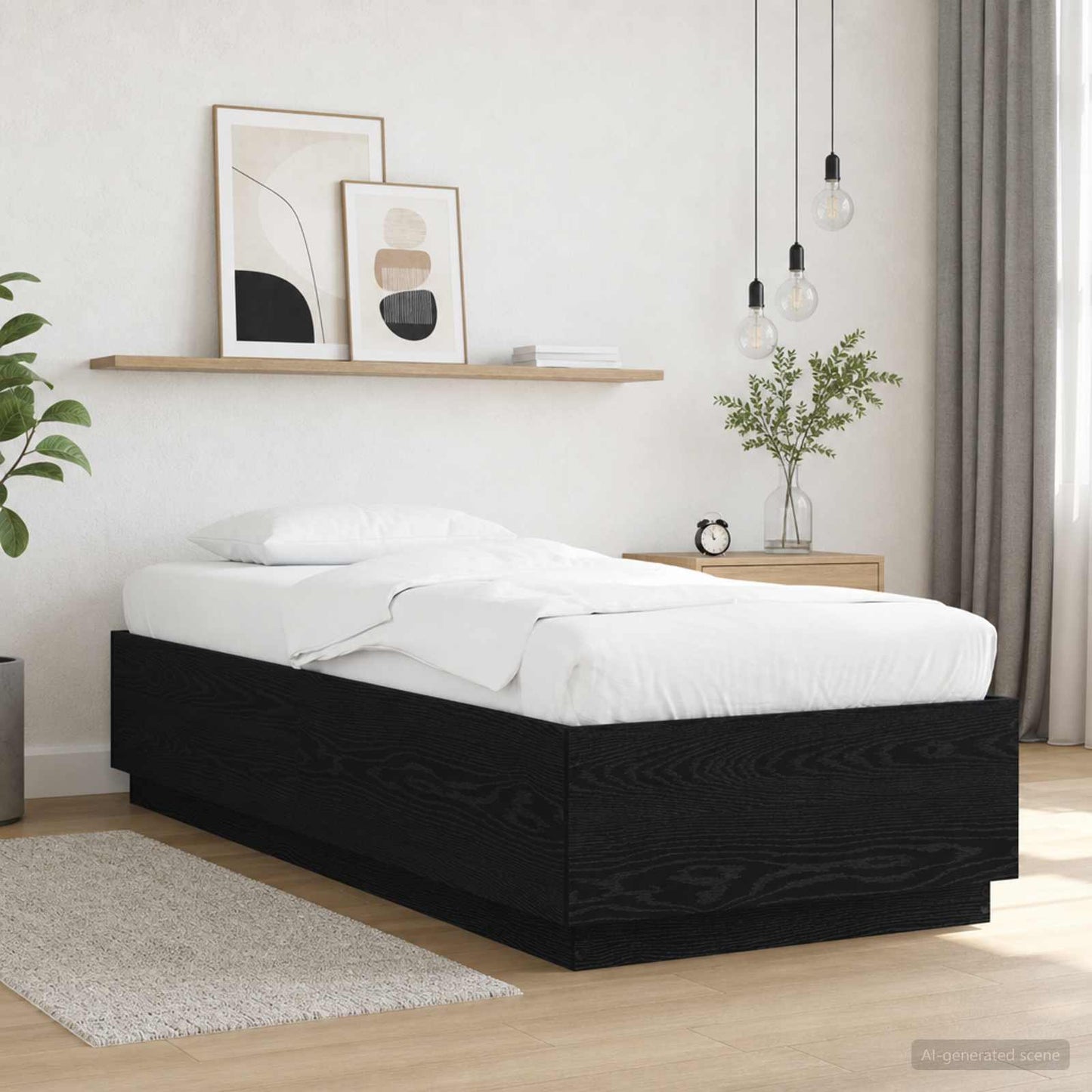 Postelový Rám S Led Černý Dub 80 X 200 Cm Kompozitní Dřevo