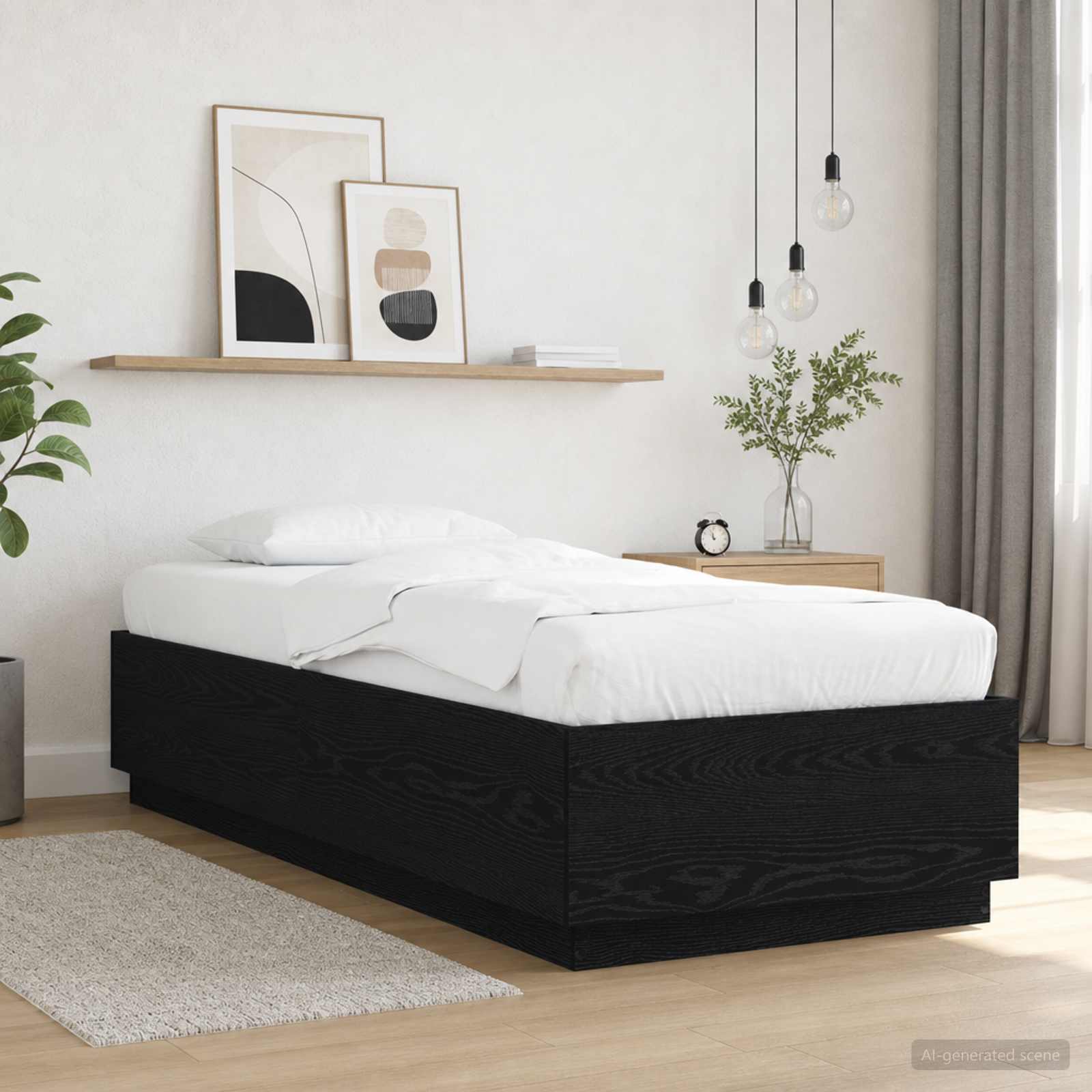 Postelový Rám S Led Černý Dub 80 X 200 Cm Kompozitní Dřevo