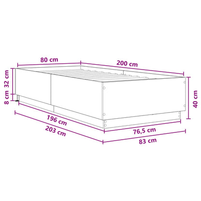 Postelový Rám S Led Černý Dub 80 X 200 Cm Kompozitní Dřevo