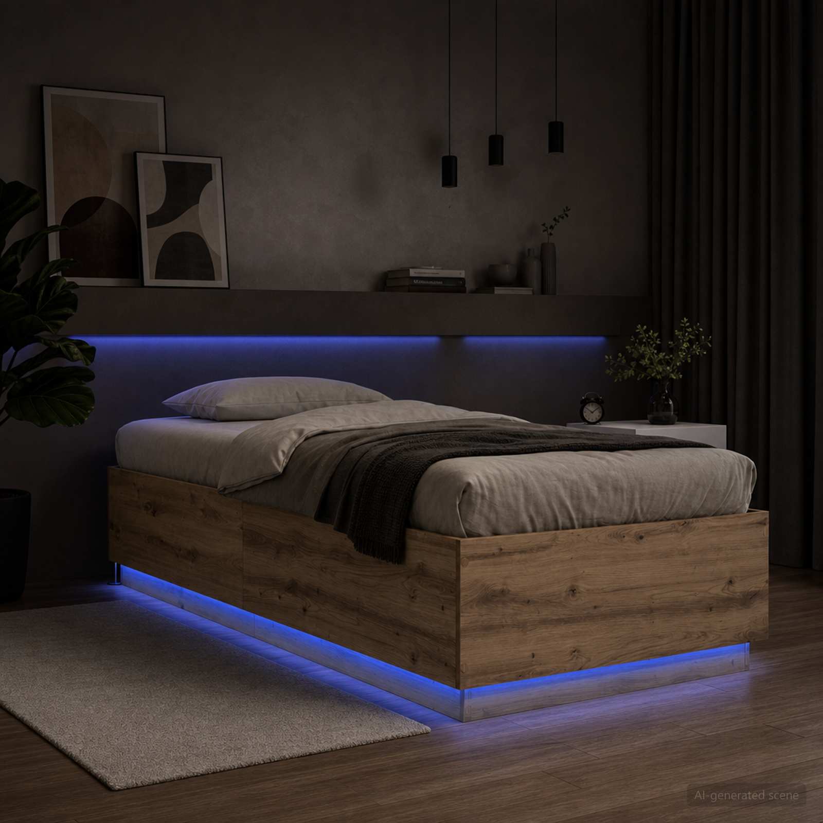 Postelový Rám S Led Dub Artisan 80 X 200 Cm Kompozitní Dřevo