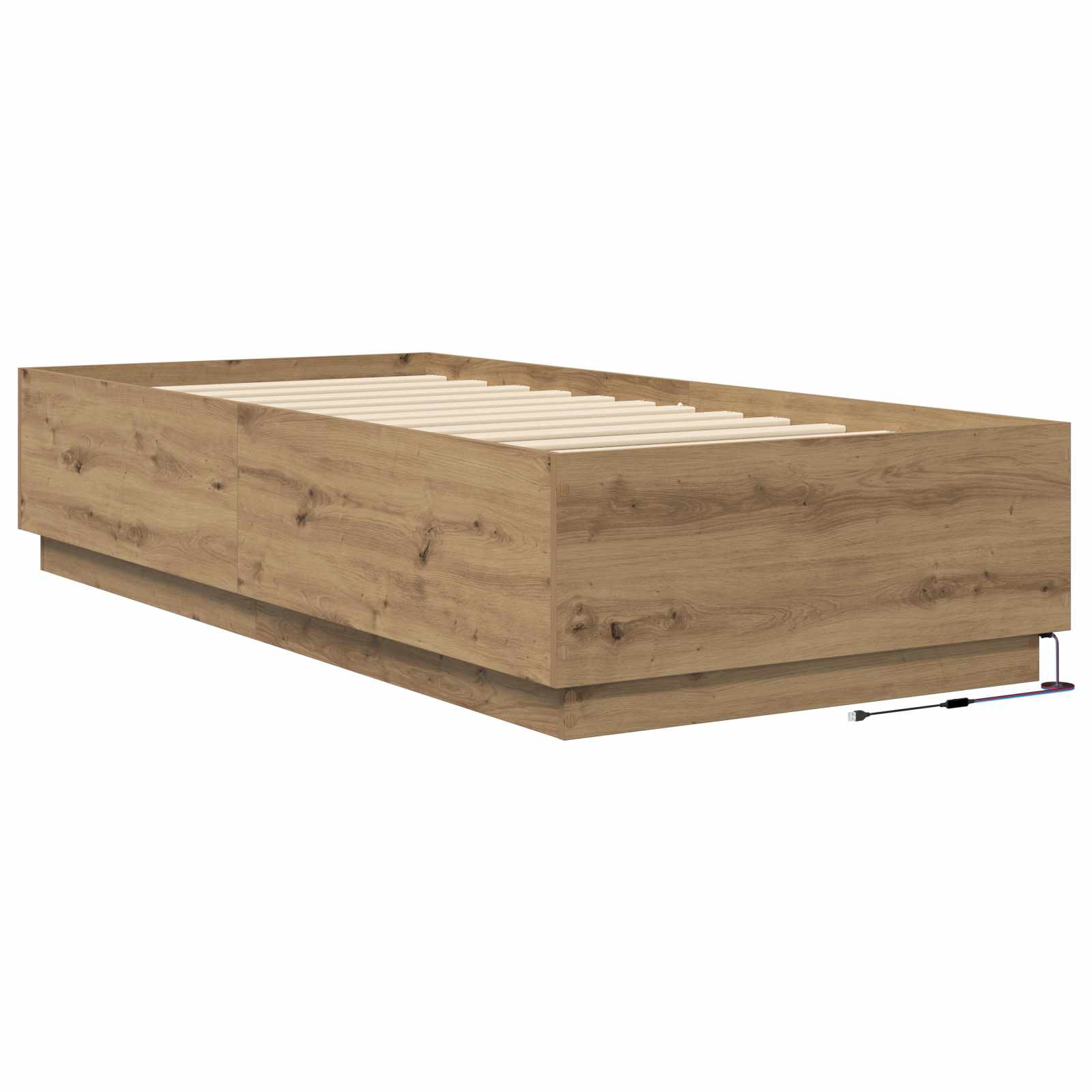 Postelový Rám S Led Dub Artisan 80 X 200 Cm Kompozitní Dřevo