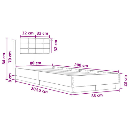 Rám Postele S Čelem Šedý Sonoma 80 X 200 Cm Kompozitní Dřevo