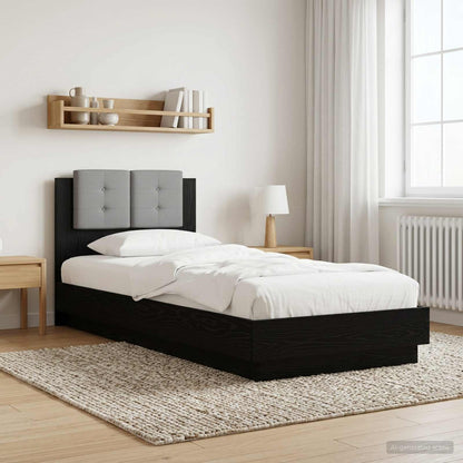 Rám Postele S Čelem Černý Dub 80 X 200 Cm Kompozitní Dřevo