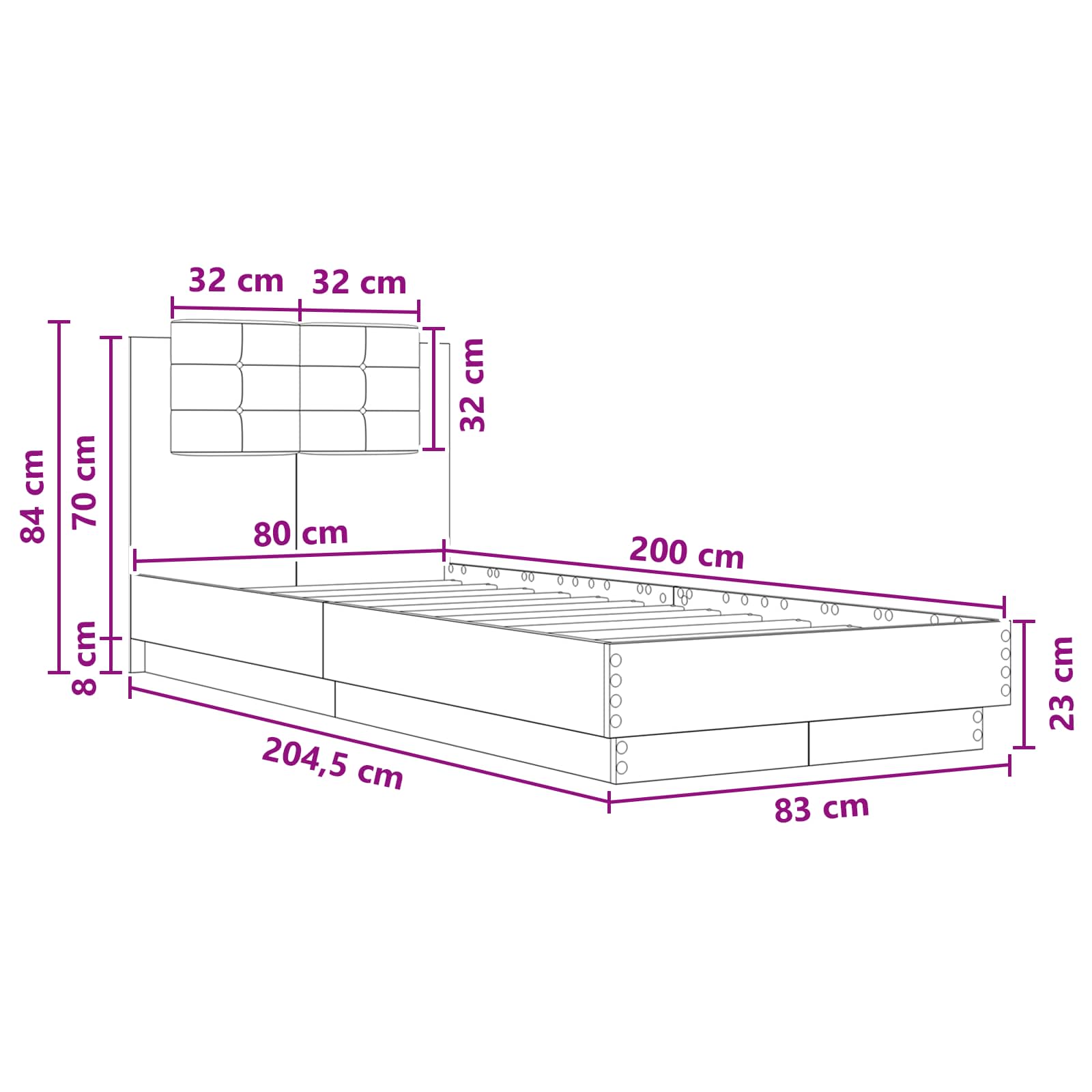 Rám Postele S Čelem Dub Artisan 80 X 200 Cm Kompozitní Dřevo