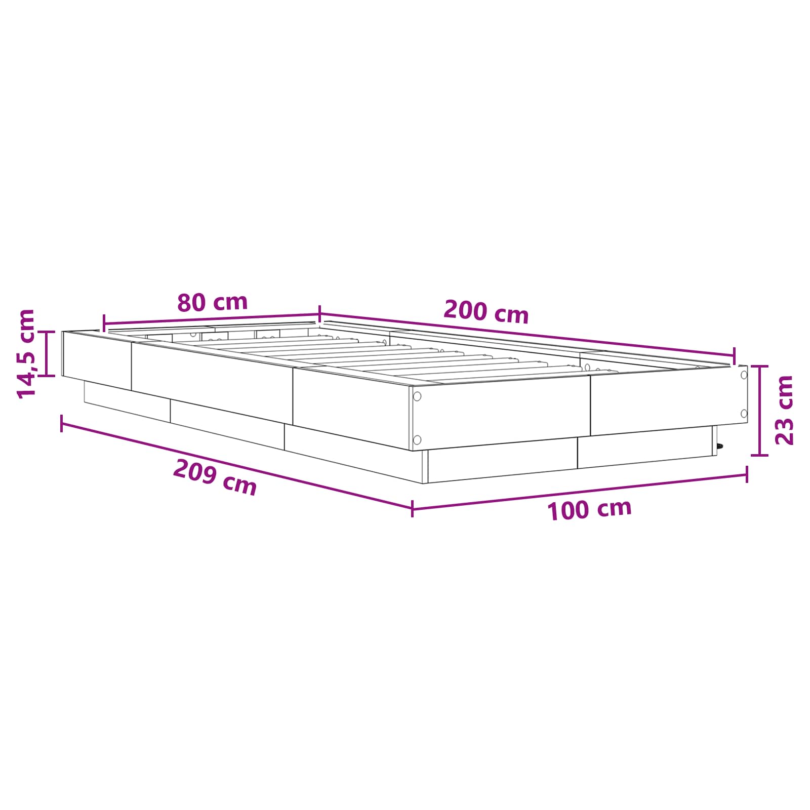 Postelový Rám S Led Dub Sonoma 80 X 200 Cm Kompozitní Dřevo