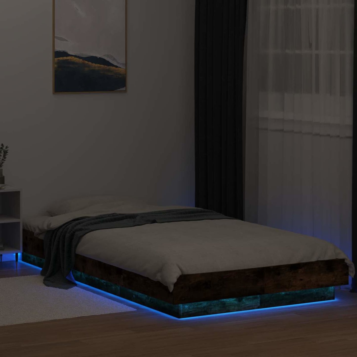 Postelový Rám S Led Kouřový Dub 80 X 200 Cm Kompozitní Dřevo