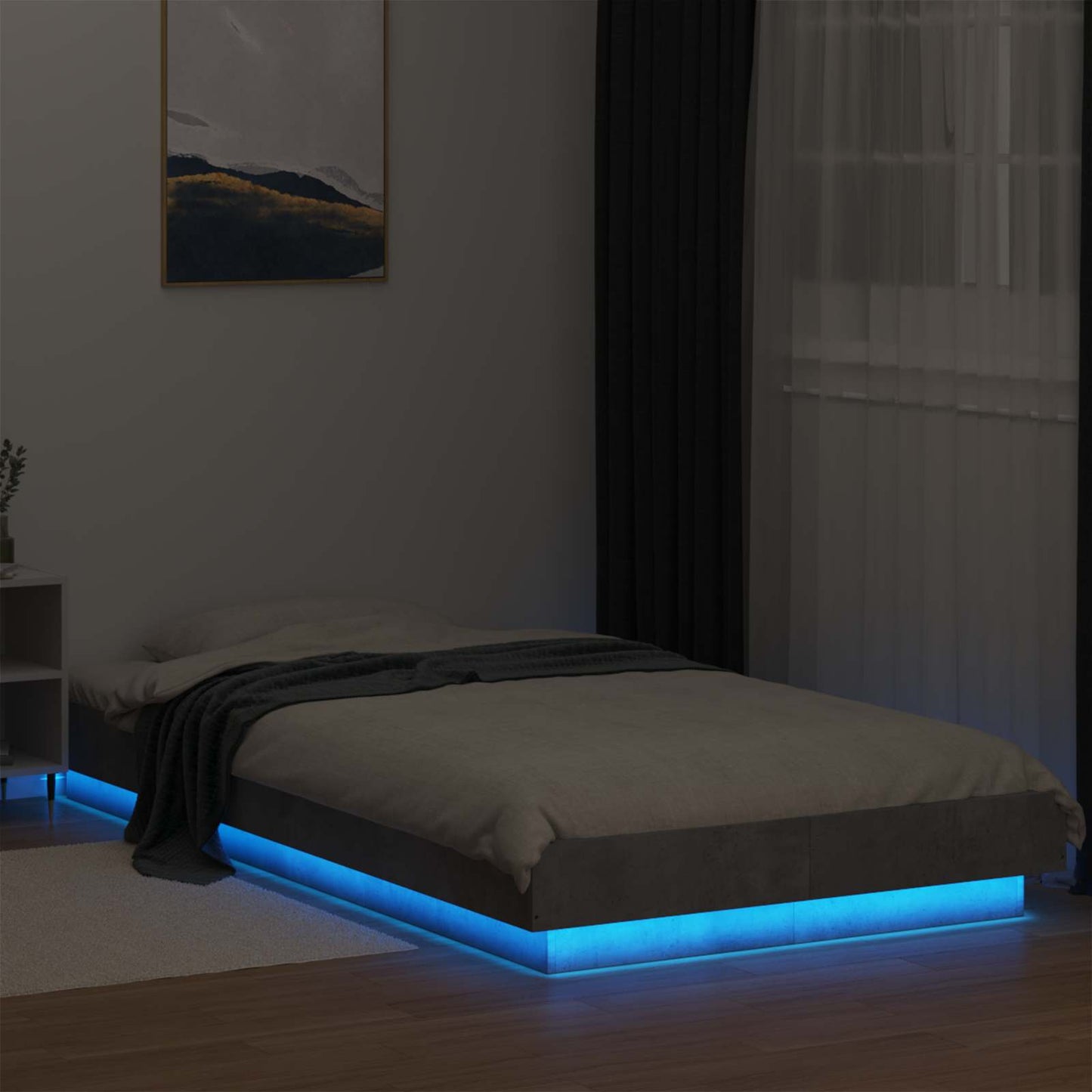 Postelový Rám S Led Betonově Šedá 80 X 200 Cm Kompozitní Dřevo