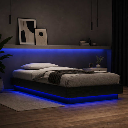 Postelový Rám S Led Černý Dub 80 X 200 Cm Kompozitní Dřevo