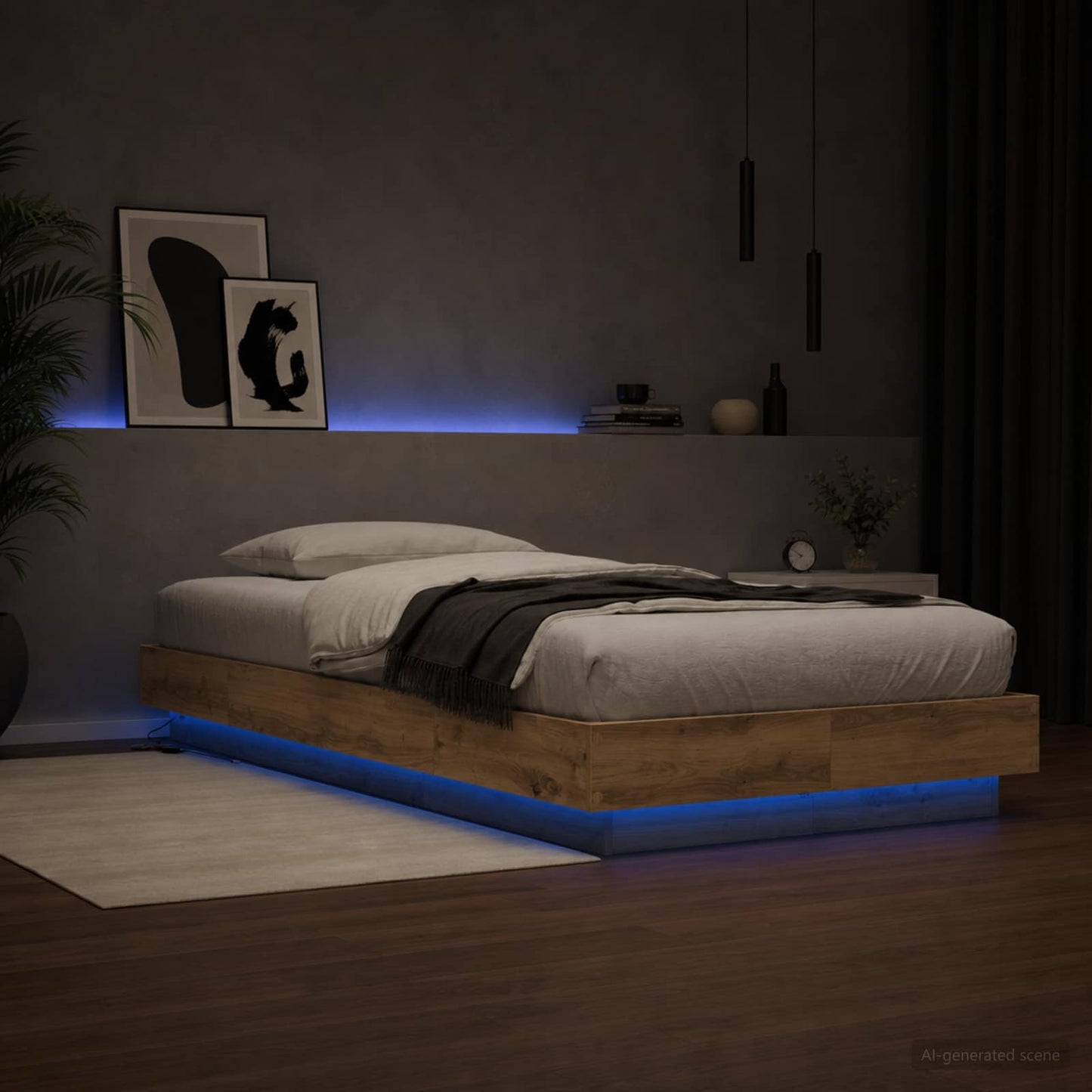 Postelový Rám S Led Dub Artisan 80 X 200 Cm Kompozitní Dřevo