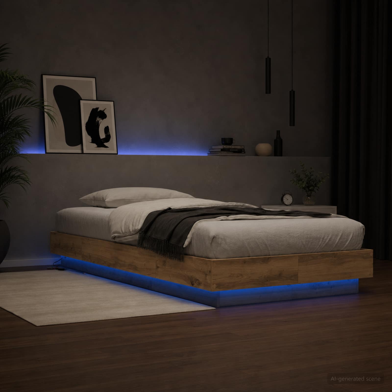 Postelový Rám S Led Dub Artisan 80 X 200 Cm Kompozitní Dřevo