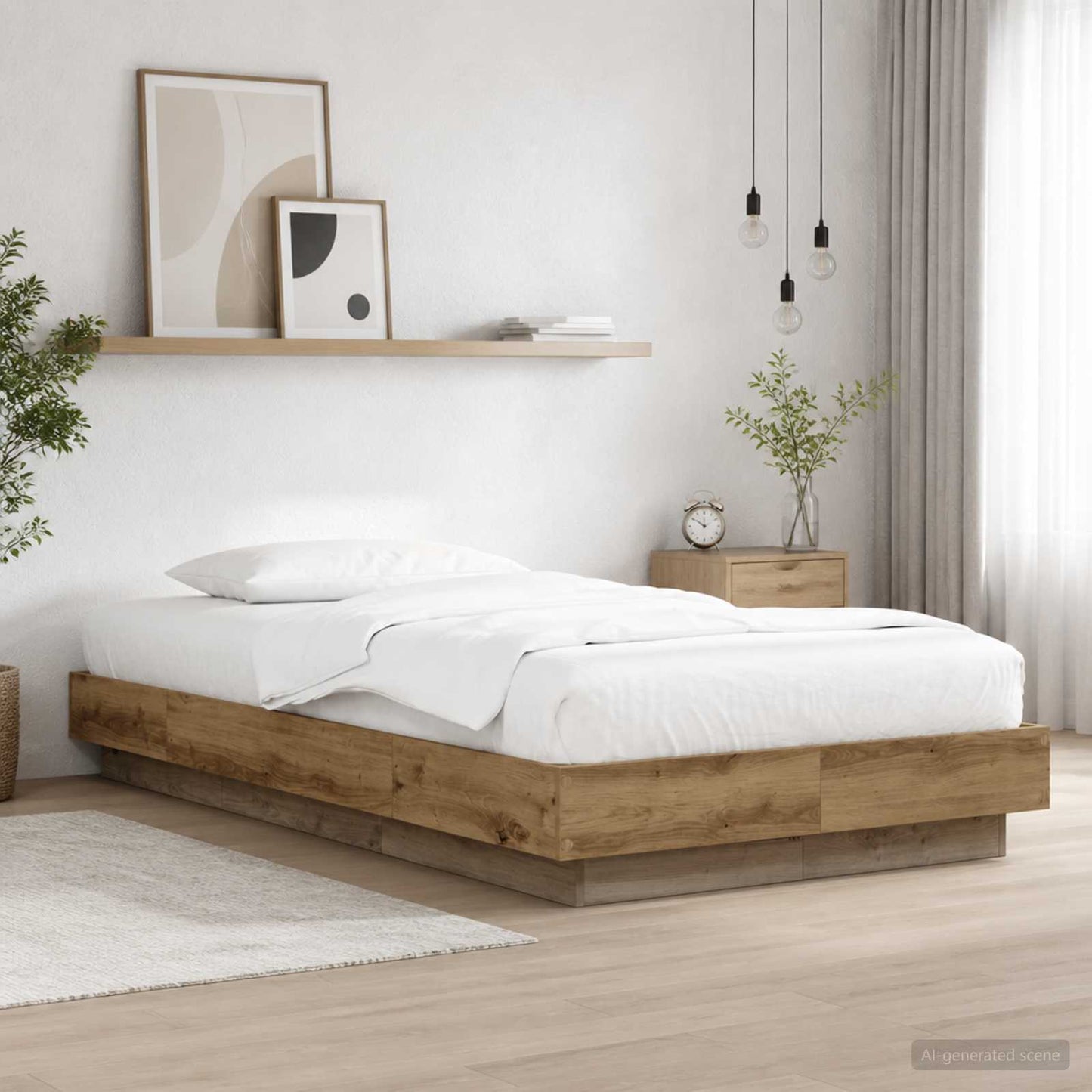 Postelový Rám S Led Dub Artisan 80 X 200 Cm Kompozitní Dřevo