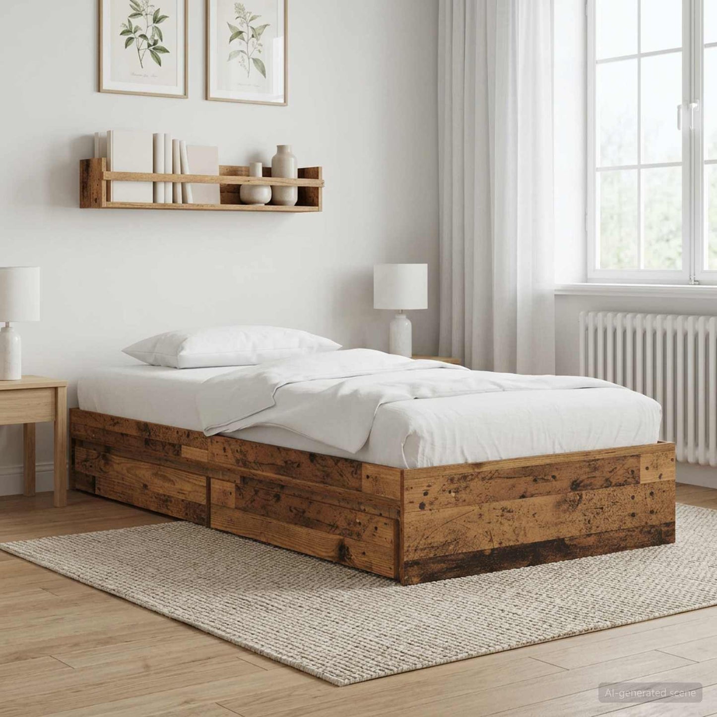 Rám Postele S Úložným Prostorem Staré Dřevo 80 X 200 Cm