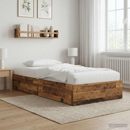 Rám Postele S Úložným Prostorem Staré Dřevo 80 X 200 Cm