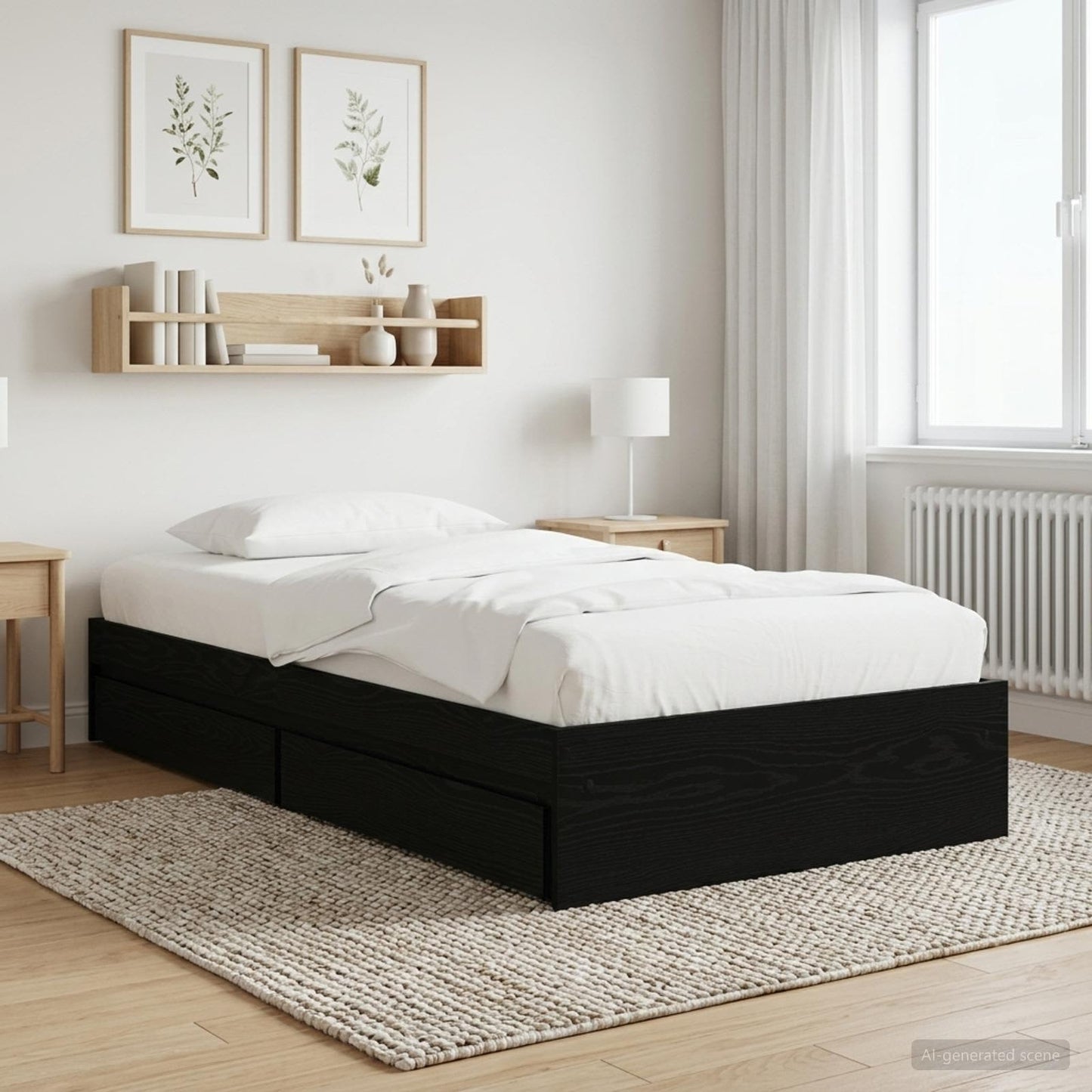 Rám Postele S Úložným Prostorem Černý Dub 80 X 200 Cm