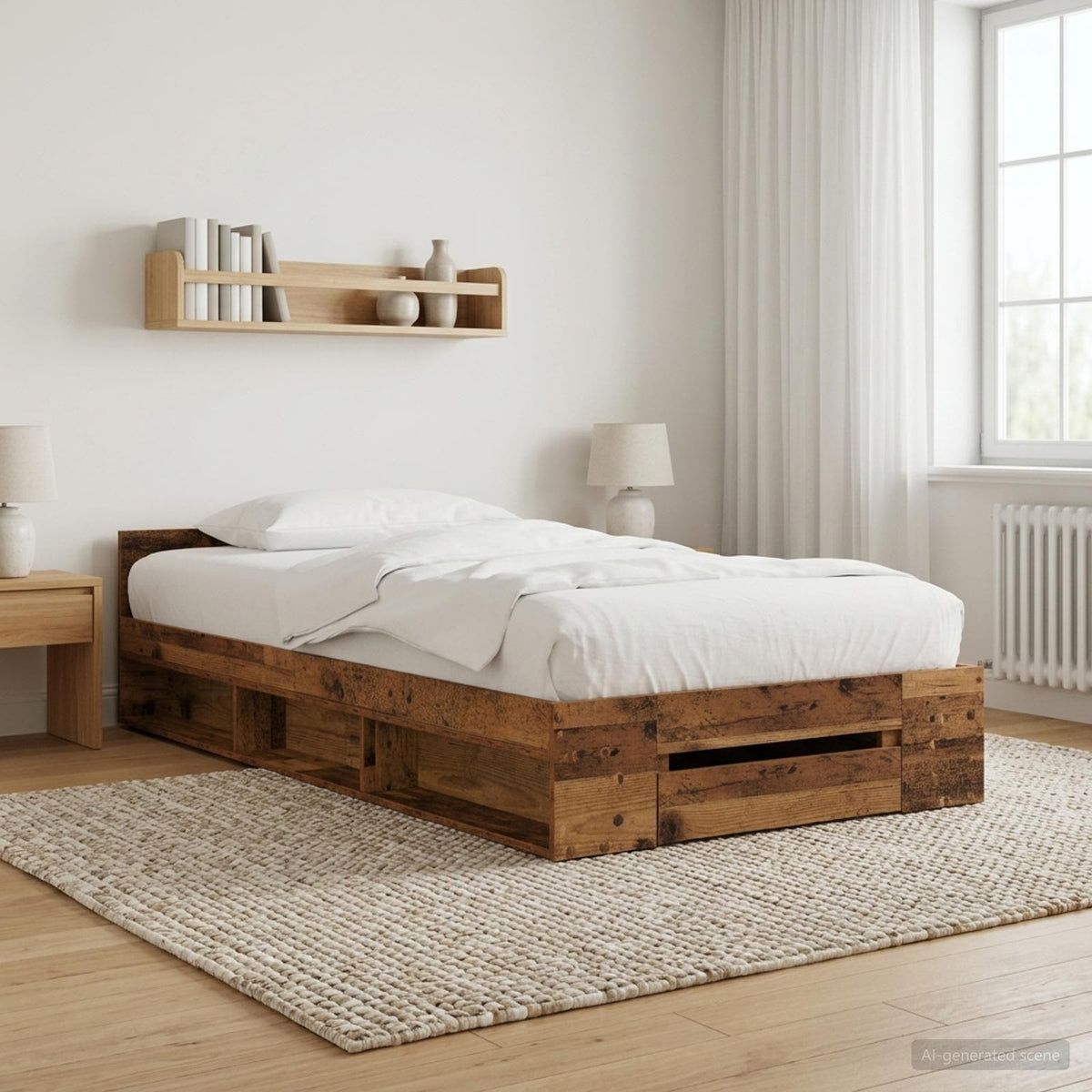 Rám Postele S Úložným Prostorem Staré Dřevo 80 X 200 Cm