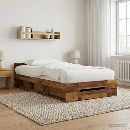 Rám Postele S Úložným Prostorem Staré Dřevo 80 X 200 Cm