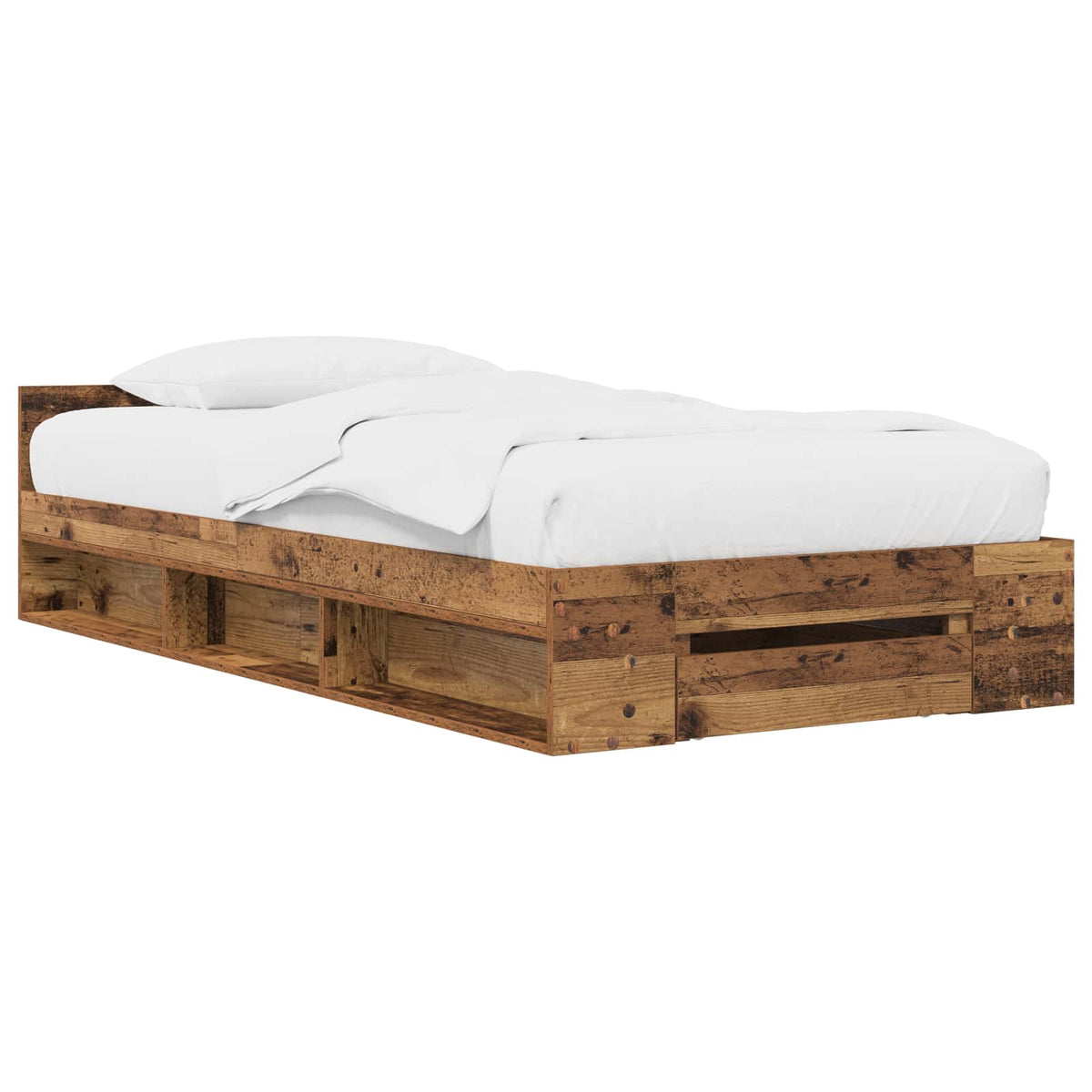 Rám Postele S Úložným Prostorem Staré Dřevo 80 X 200 Cm
