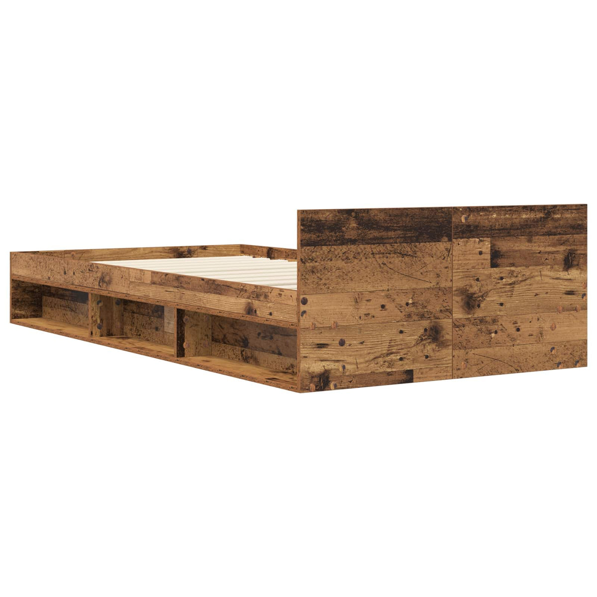 Rám Postele S Úložným Prostorem Staré Dřevo 80 X 200 Cm