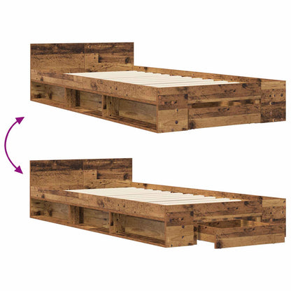 Rám Postele S Úložným Prostorem Staré Dřevo 80 X 200 Cm