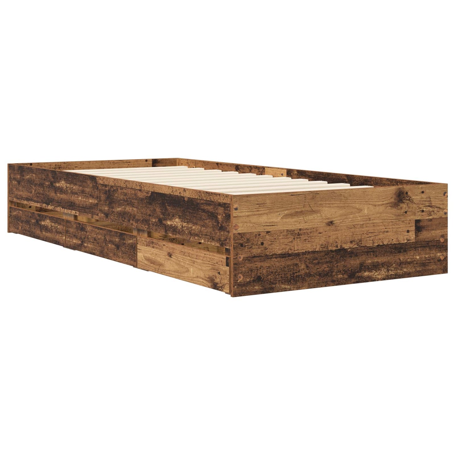 Rám Postele S Úložným Prostorem Staré Dřevo 80 X 200 Cm