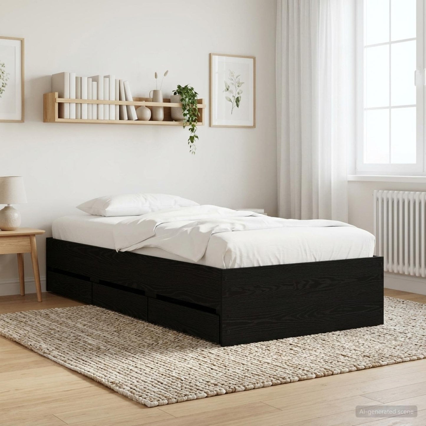 Rám Postele S Úložným Prostorem Černý Dub 80 X 200 Cm