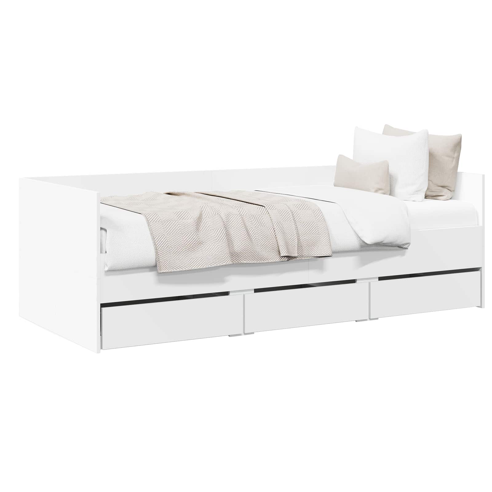 Daybed Se Zásuvkou S Čelo S Úložištěm Bílá Kompozitní Dřevo