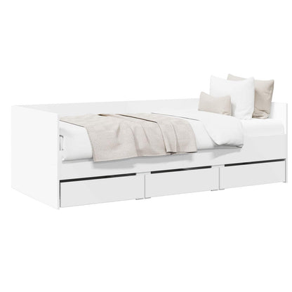 Daybed Se Zásuvkou S Čelo S Úložištěm Bílá Kompozitní Dřevo
