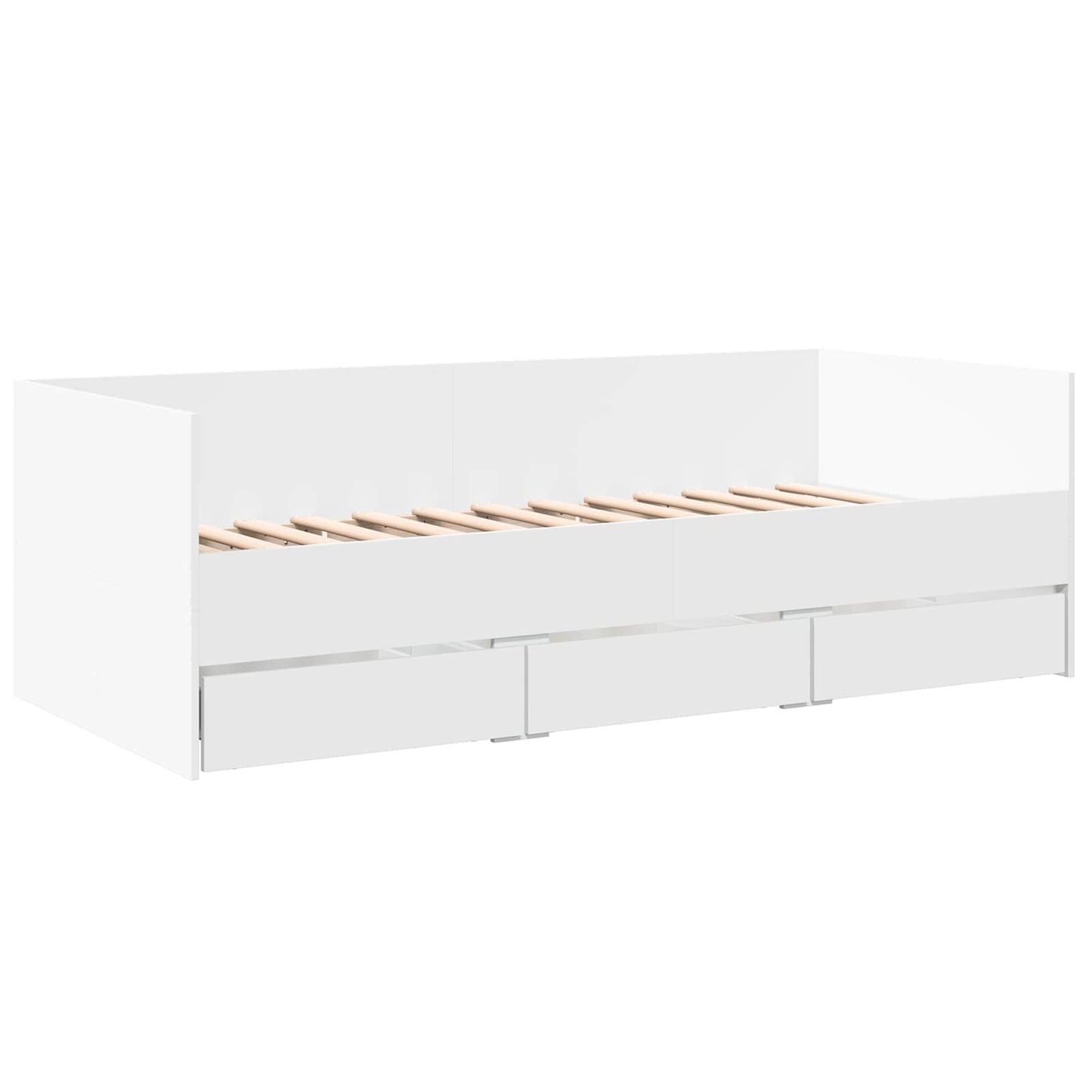 Daybed Se Zásuvkou S Čelo S Úložištěm Bílá Kompozitní Dřevo