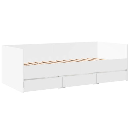 Daybed Se Zásuvkou S Čelo S Úložištěm Bílá Kompozitní Dřevo