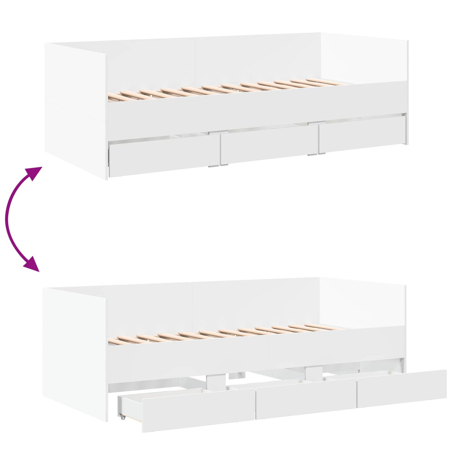Daybed Se Zásuvkou S Čelo S Úložištěm Bílá Kompozitní Dřevo