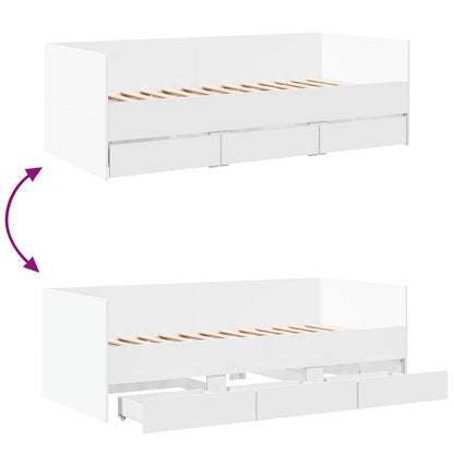 Daybed Se Zásuvkou S Čelo S Úložištěm Bílá Kompozitní Dřevo