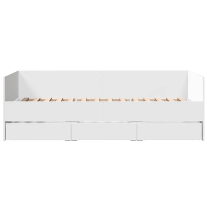 Daybed Se Zásuvkou S Čelo S Úložištěm Bílá Kompozitní Dřevo