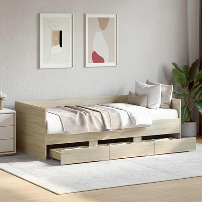 Daybed Se Zásuvkou S Čelo Dub Sonoma Kompozitní Dřevo