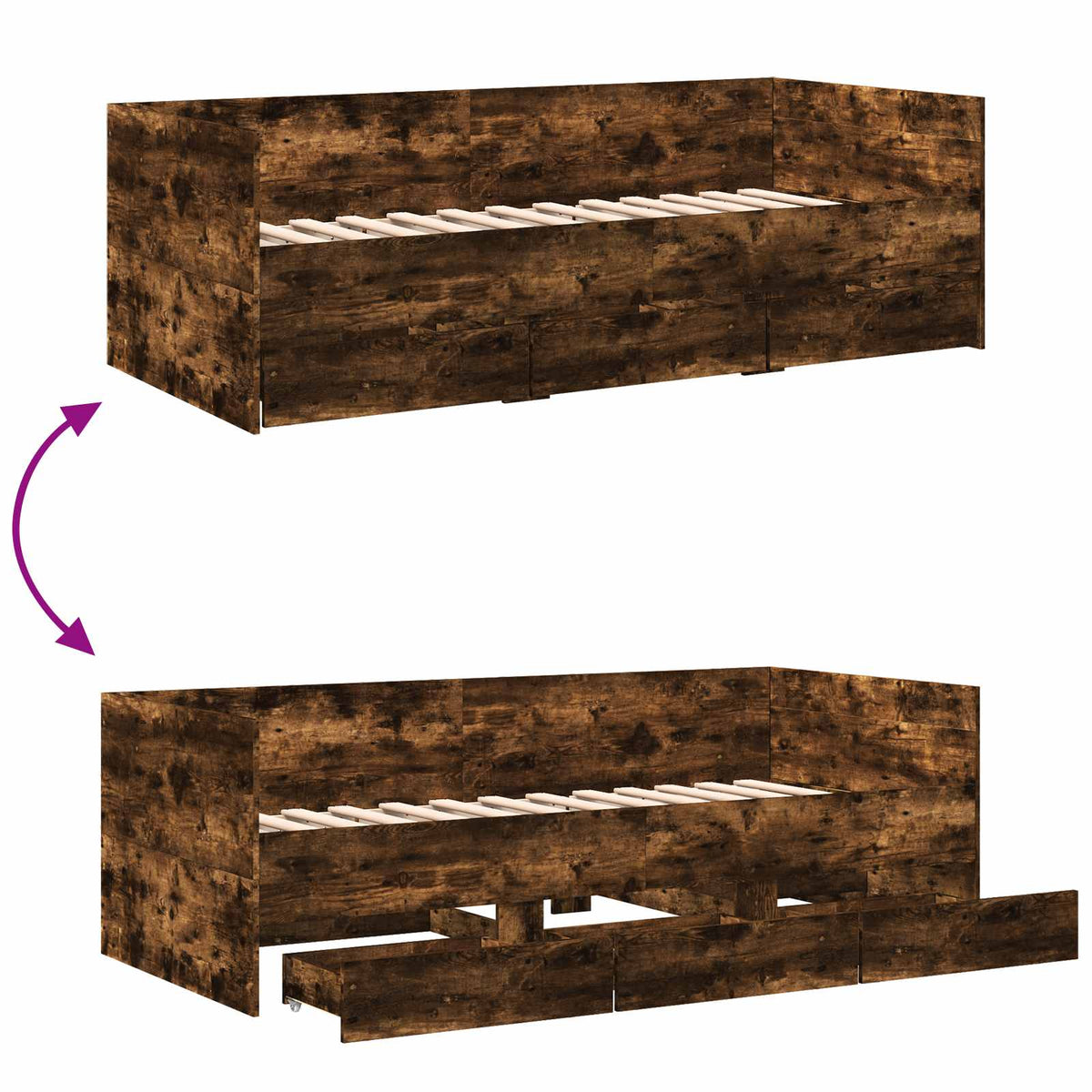 Daybed Se Zásuvkou S Čelo Kouřový Dub Kompozitní Dřevo