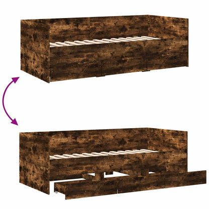Daybed Se Zásuvkou S Čelo Kouřový Dub Kompozitní Dřevo