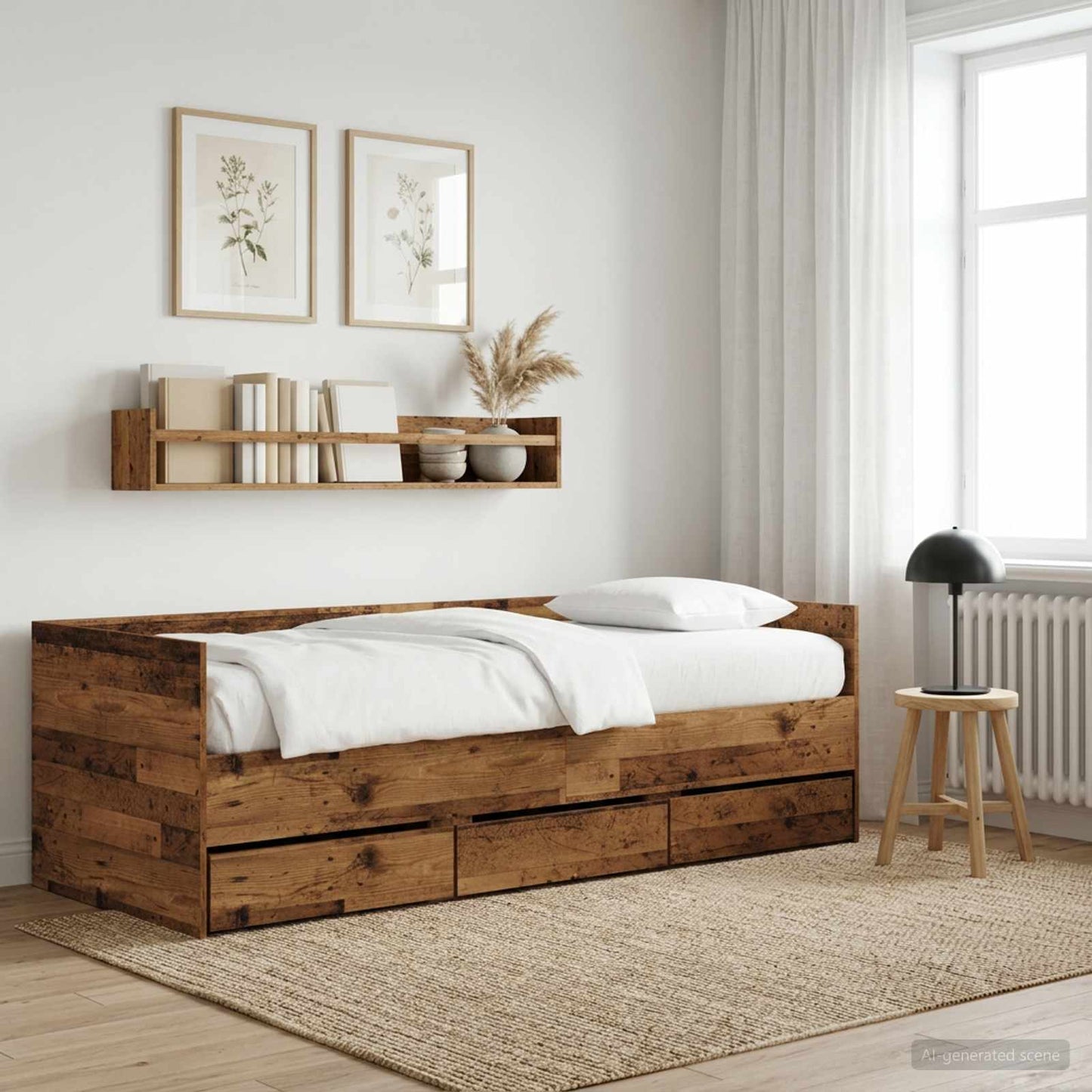 Daybed Se Zásuvkou S Čelo Staré Dřevo Kompozitní Dřevo