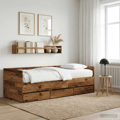 Daybed Se Zásuvkou S Čelo Staré Dřevo Kompozitní Dřevo