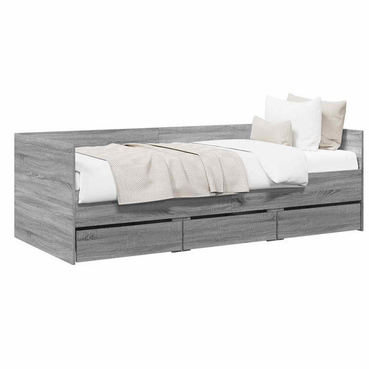 Daybed Se Zásuvkou S Čelo Šedý Sonoma Kompozitní Dřevo