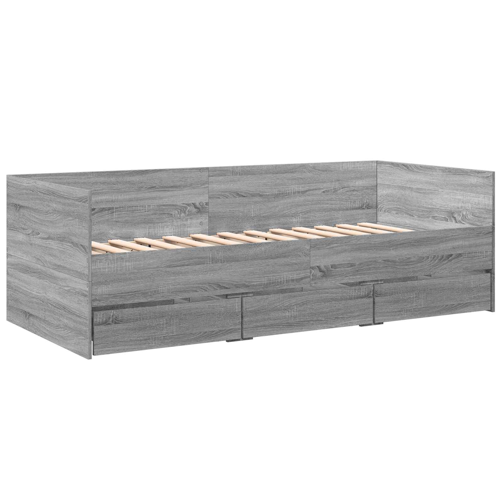 Daybed Se Zásuvkou S Čelo Šedý Sonoma Kompozitní Dřevo