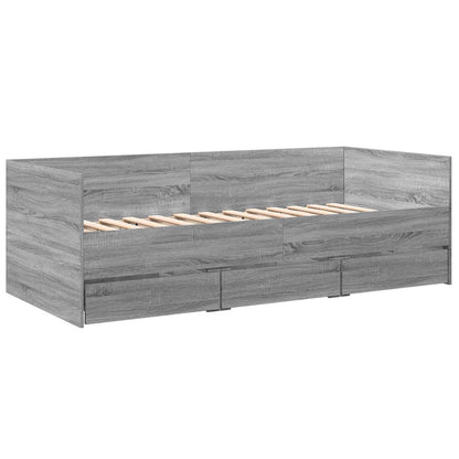 Daybed Se Zásuvkou S Čelo Šedý Sonoma Kompozitní Dřevo