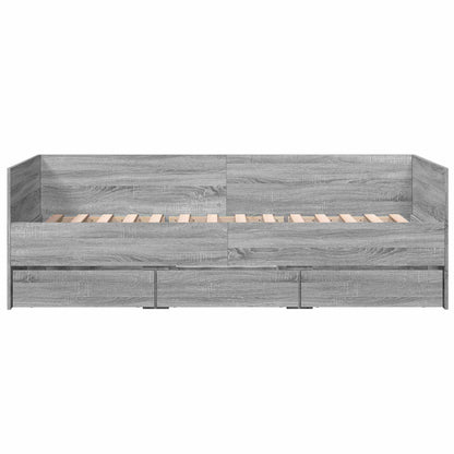 Daybed Se Zásuvkou S Čelo Šedý Sonoma Kompozitní Dřevo
