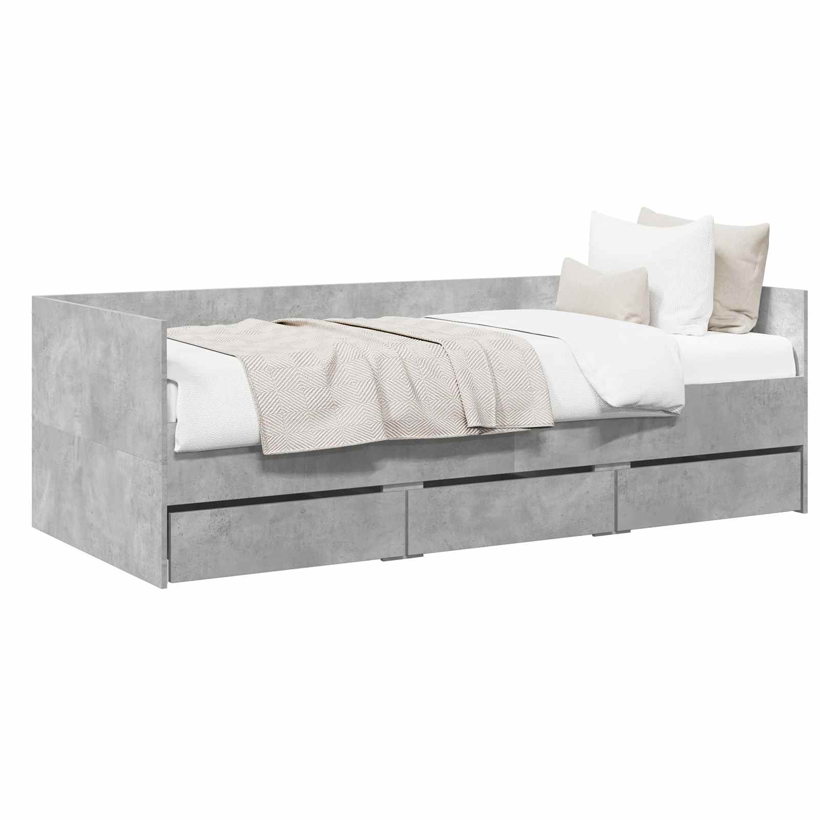 Daybed Se Zásuvkou S Čelo Betonově Šedá Kompozitní Dřevo