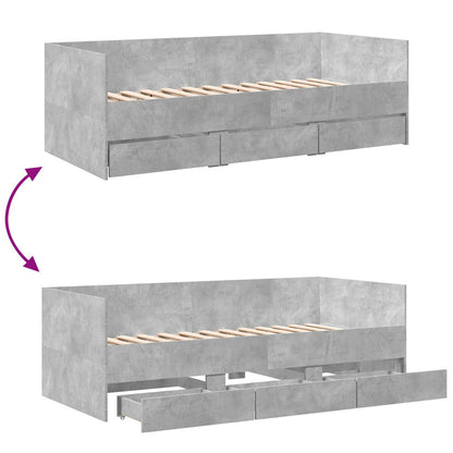 Daybed Se Zásuvkou S Čelo Betonově Šedá Kompozitní Dřevo