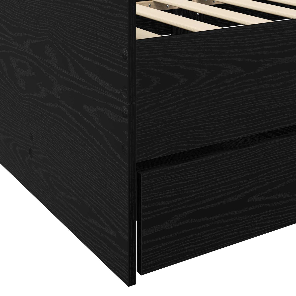 Daybed Se Zásuvkou S Čelo Černý Dub Kompozitní Dřevo