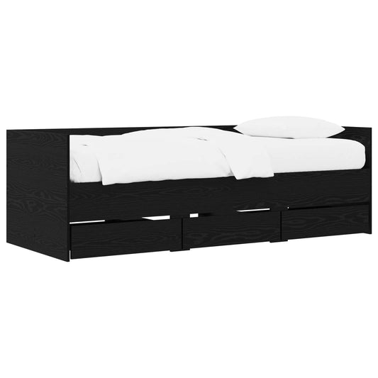 Daybed Se Zásuvkou S Čelo Černý Dub Kompozitní Dřevo