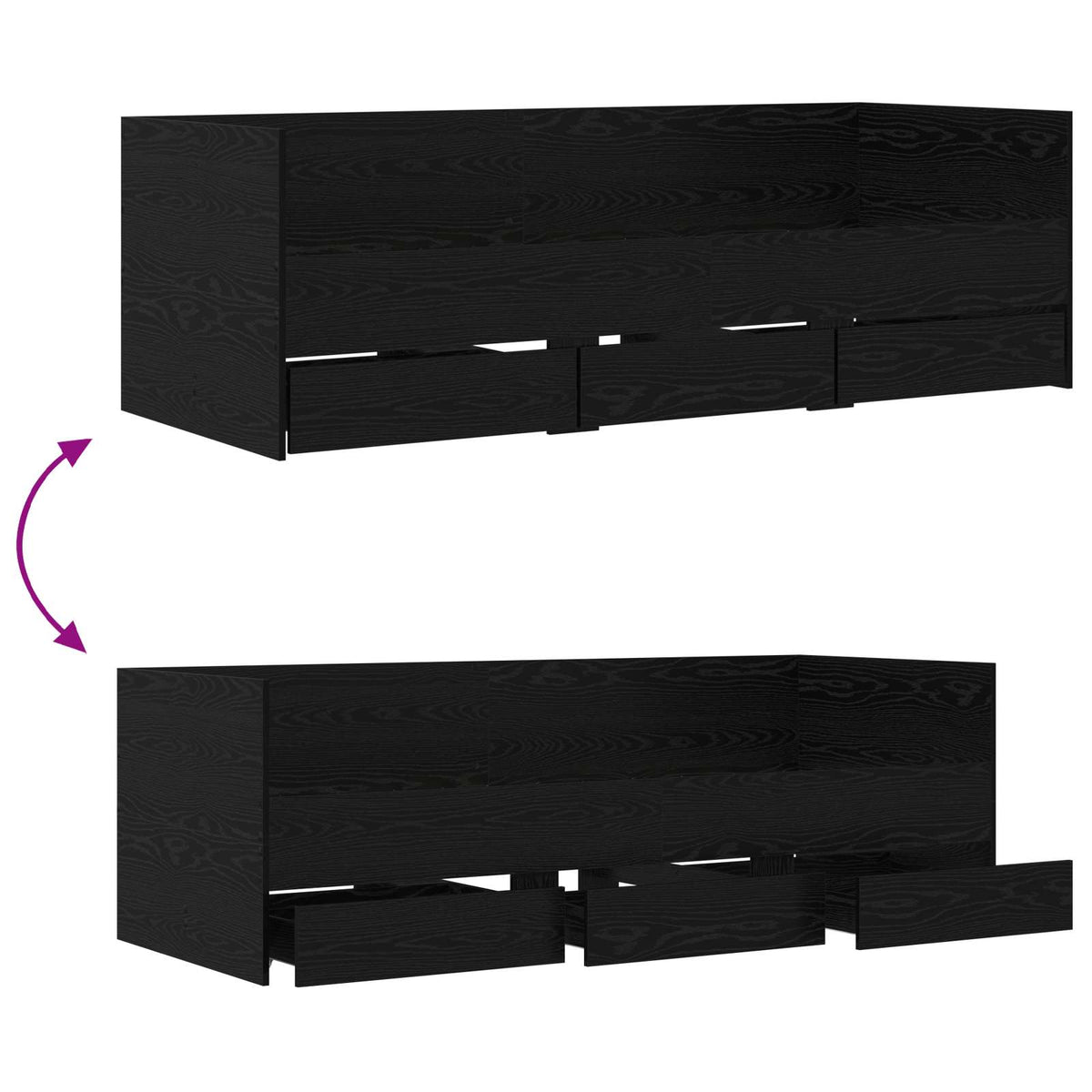 Daybed Se Zásuvkou S Čelo Černý Dub Kompozitní Dřevo