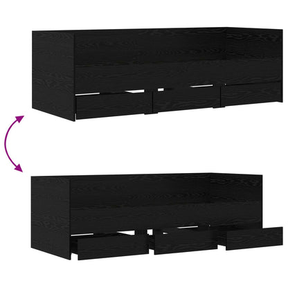 Daybed Se Zásuvkou S Čelo Černý Dub Kompozitní Dřevo