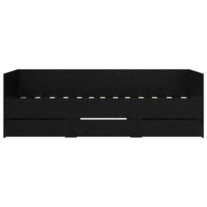 Daybed Se Zásuvkou S Čelo Černý Dub Kompozitní Dřevo